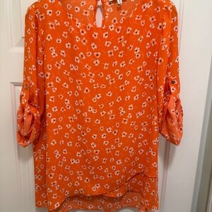 Chaus New York - Sheer Floral Blouse  - Tunic Top - Size M